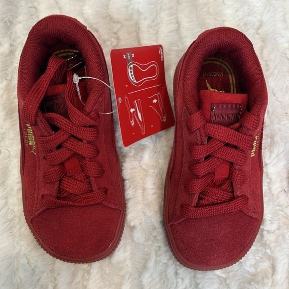 Puma Suede Classic Red Mono Gold Infant Children’s Size 6C US new in box unisex - Picture 4 of 11